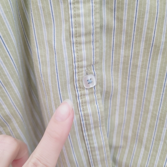 💕 George Stretch Green Striped Button Down Top Women's Size XXL - Picture 4 of 7